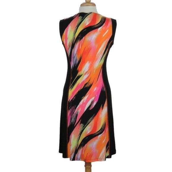 Soft Works Dress Women Small Sleeveless Stretch Multi Pink Black Orange Sheath - Picture 4 of 9